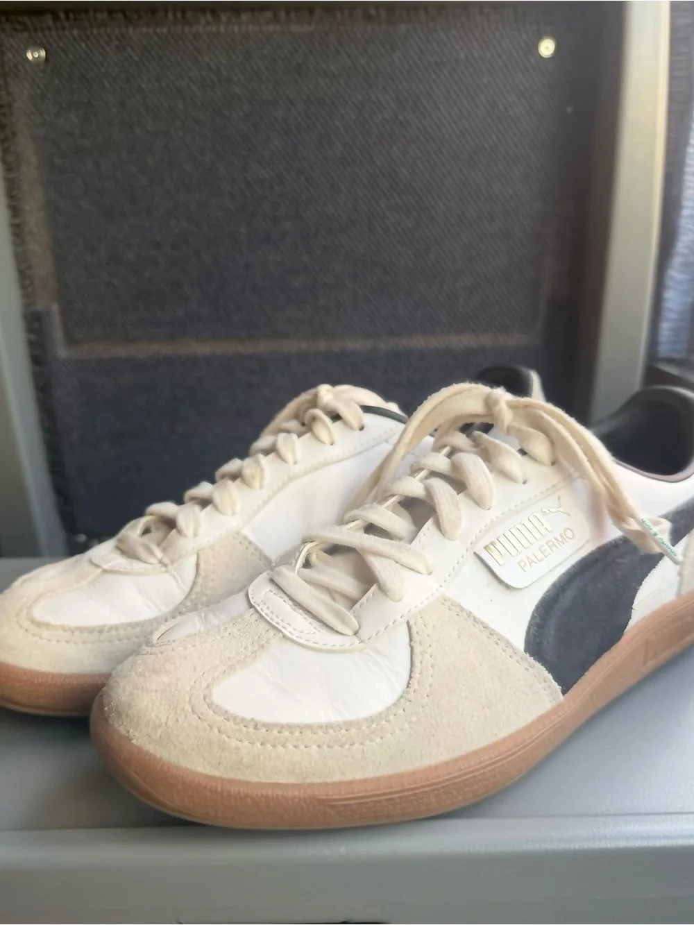 Puma Palermo Sneakers in Cream, Black and Gum